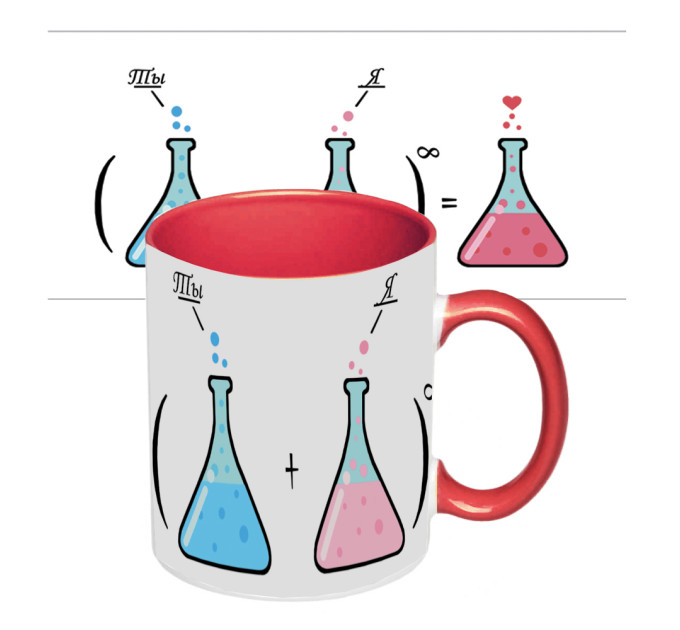 Чашка с принтом 64107 Ты + Я (красная)