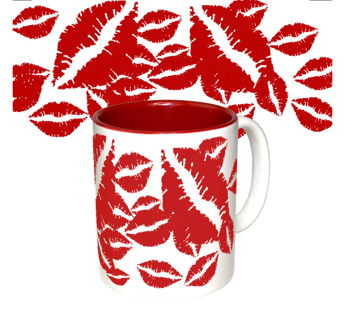 Чашка с принтом 64115 1000 поцелуев (красная)