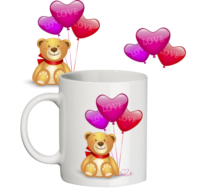 Чашка с принтом 64118 Мишка с шариками