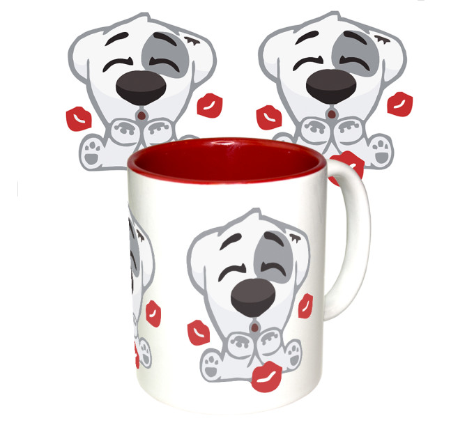 Чашка с принтом 64122 Поцелуйчик (красная)