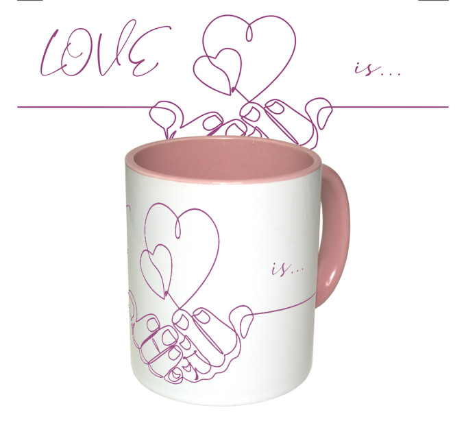 Чашка з принтом 64126 Серце в руках (рожева)