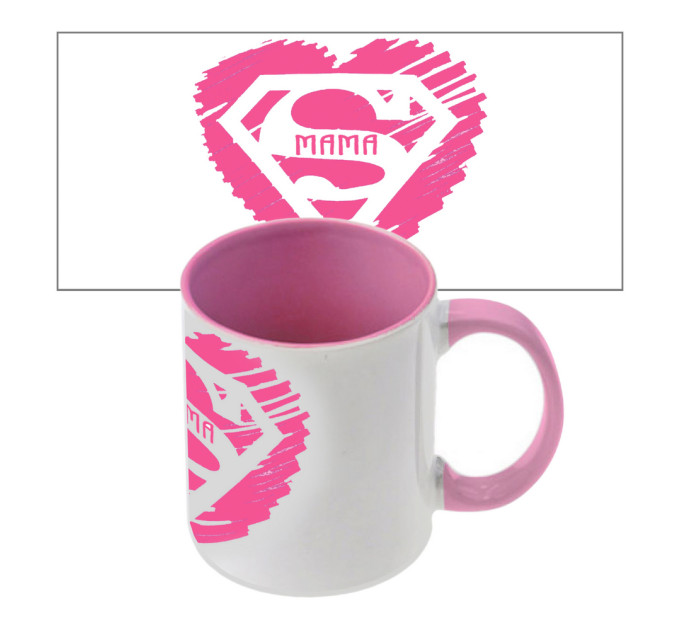 Чашка с принтом 64202 Супер Мама (розовая)