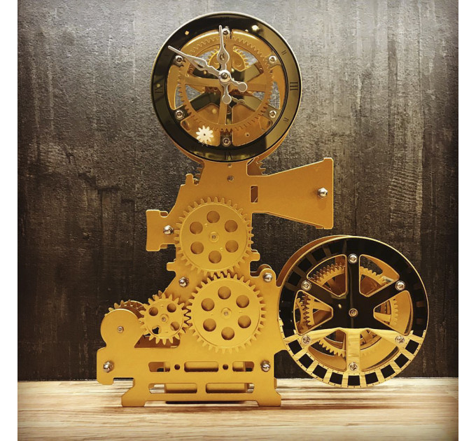 Годинник Gear Clock Кінопроектор (золотий)