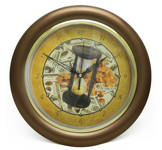 Годинник іде у зворотний бік Час-гроші (коричневий)