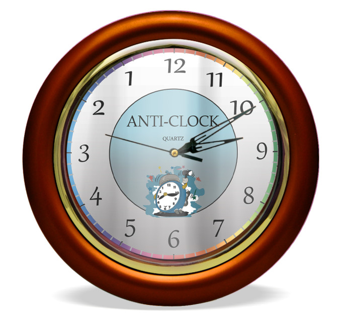 Часы с обратным ходом Anti-clock Ц013 (коричневые)