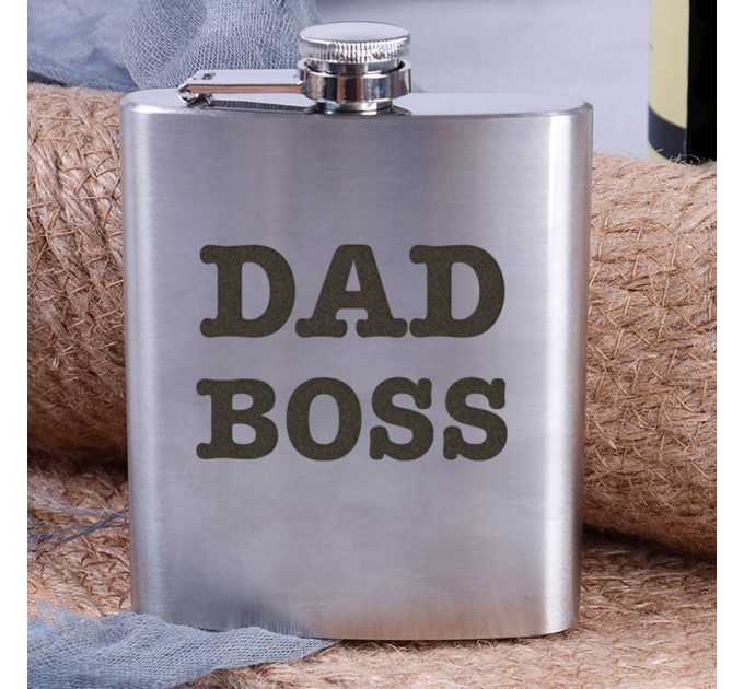 Фляга стальная "Dad boss", английский