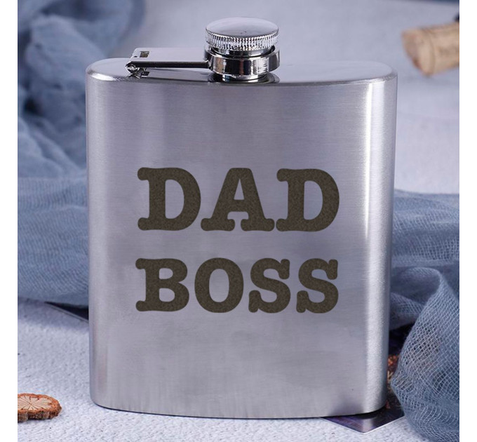 Фляга стальная "Dad boss", английский