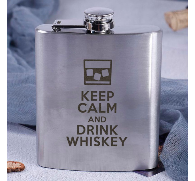 Фляга сталева "Keep calm and drink whiskey", англійська