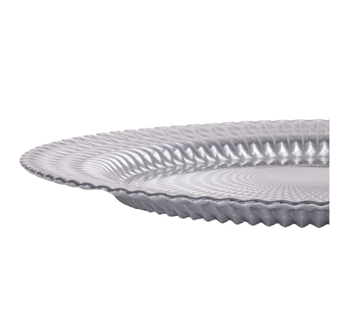 Тарілка "Геометрія", срібна, 33 см, (комплект 6 шт) (9158-006)