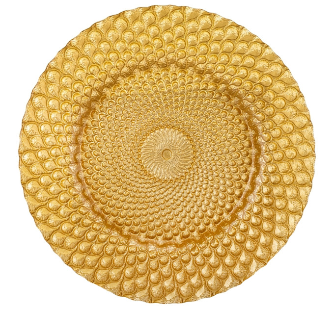 Тарелка "Павлин", золотая, 33 см, (комплект 6 шт) (9158-001)