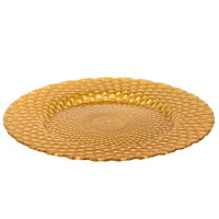 Тарілка "Павич", золота, 33 см, (комплект 6 шт) (9158-001)