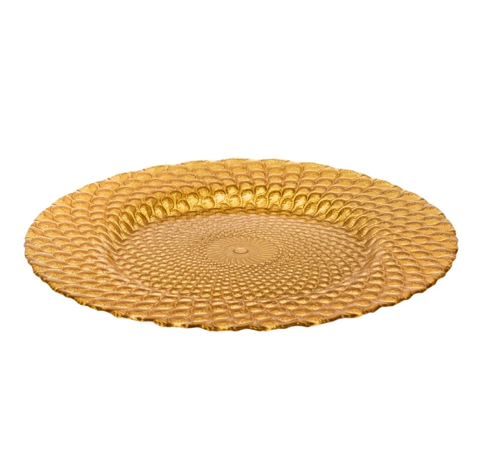 Тарелка "Павлин", золотая, 33 см, (комплект 6 шт) (9158-001)