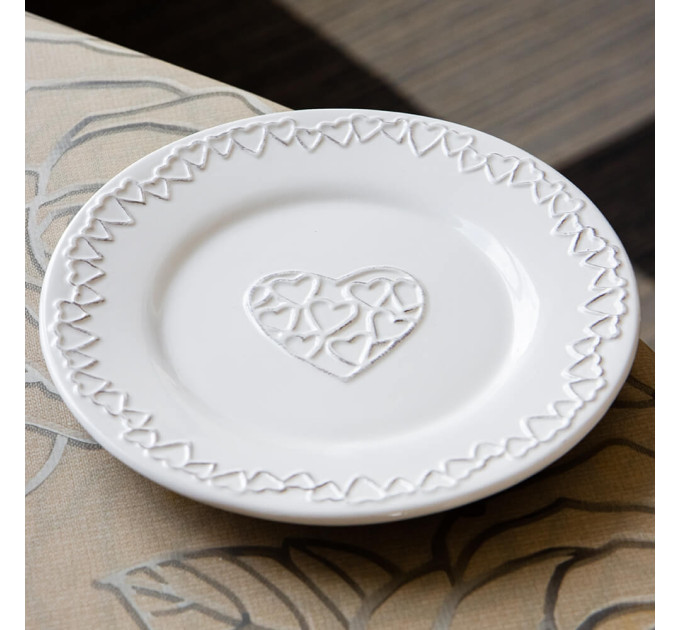 Тарелка десертная 19,5 см "Сердца", (комплект 4 шт) (010AS)