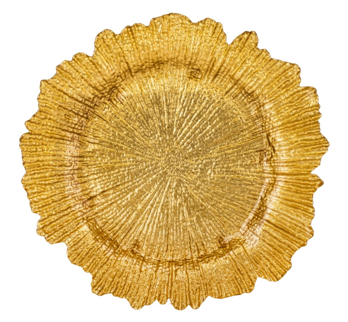 Тарелка "Рассвет", золотая, 34 см, (комплект 6 шт) (9158-003)