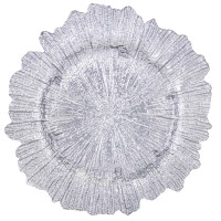 Тарелка "Рассвет", серебряная, 34 см, (комплект 6 шт) (9158-004)