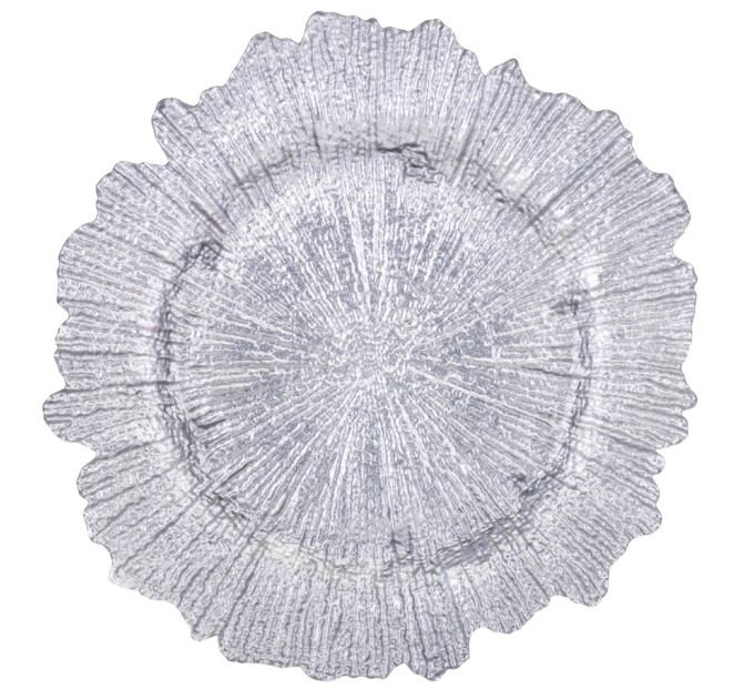 Тарелка "Рассвет", серебряная, 34 см, (комплект 6 шт) (9158-004)