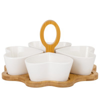 Набор пиал на бамбуковой подставке "Сердца", 23 см (9184-028)