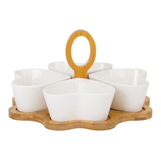 Набор пиал на бамбуковой подставке "Сердца", 23 см (9184-028)