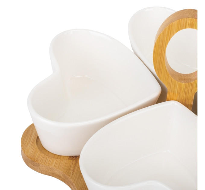 Набор пиал на бамбуковой подставке "Сердца", 23 см (9184-028)