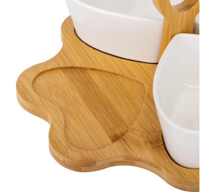 Набор пиал на бамбуковой подставке "Сердца", 23 см (9184-028)