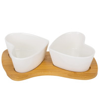 Набор пиал на бамбуковой подставке "Половинки", 24,5 см (9184-027)