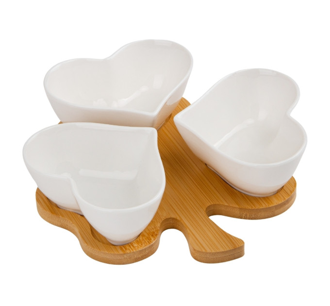 Набір піал на бамбуковій підставці "Смак життя", 17 см (4004-007)