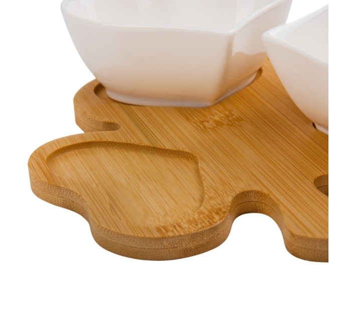 Набір піал на бамбуковій підставці "Смак життя", 17 см (4004-007)