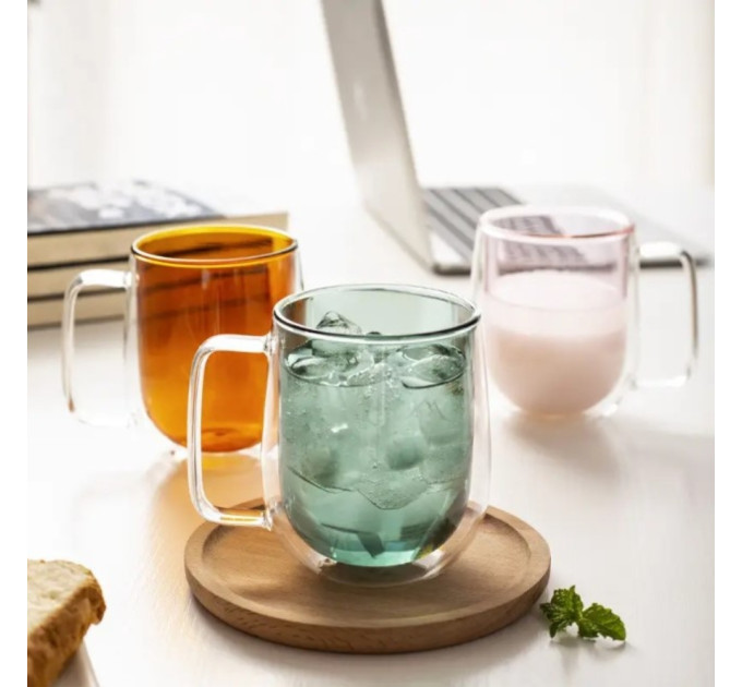 Стакан с двойными стенками и ручкой "Радуга", 250 мл * Рандомный выбор дизайна (9095-005)