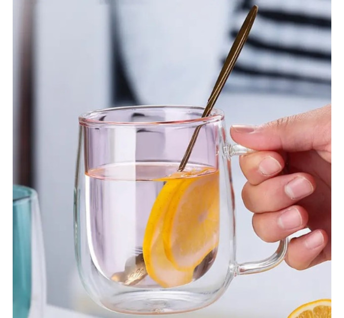 Стакан с двойными стенками и ручкой "Радуга", 250 мл * Рандомный выбор дизайна (9095-005)