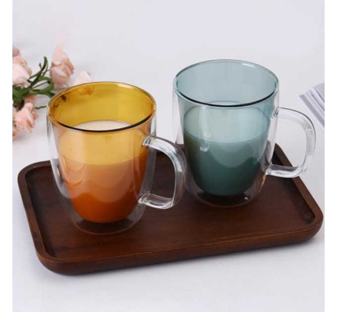 Склянка з подвійними стінками та ручкою "Калейдоскоп", 400 мл * Рандомний вибір дизайну (9095-004)