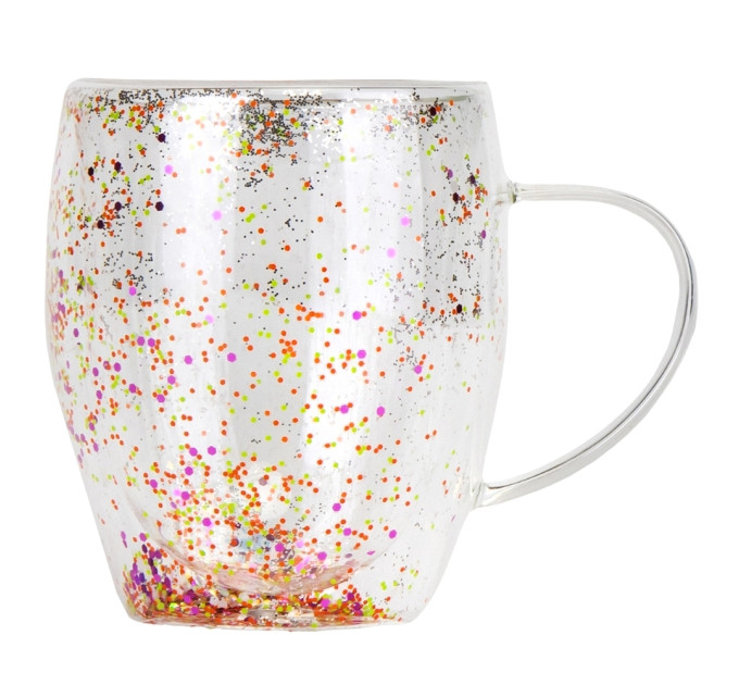Стакан с двойными стенками и ручкой "Глитер", 300 мл (9106-013)