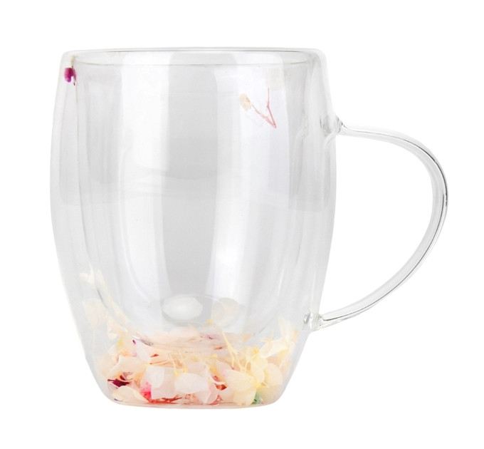 Склянка з подвійними стінками та ручкою "Сухоцвіти", 300 мл * Рандомний вибір дизайну (9095-006)