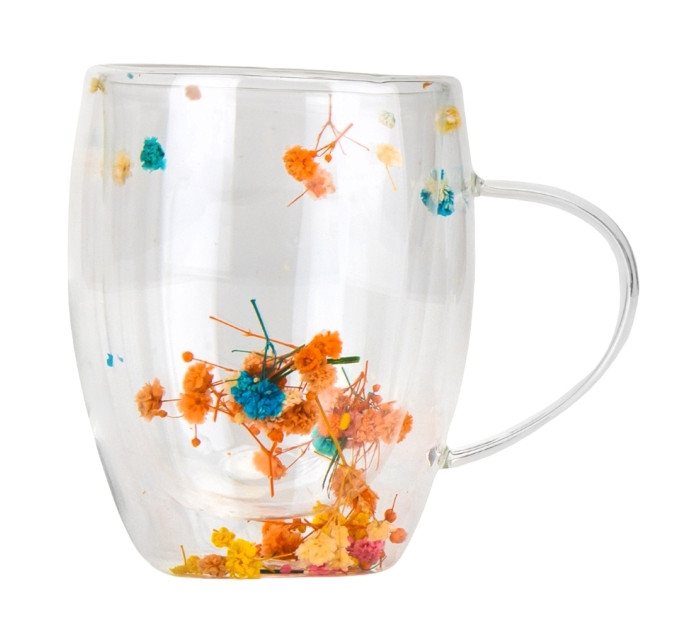 Склянка з подвійними стінками та ручкою "Сухоцвіти", 300 мл * Рандомний вибір дизайну (9095-006)