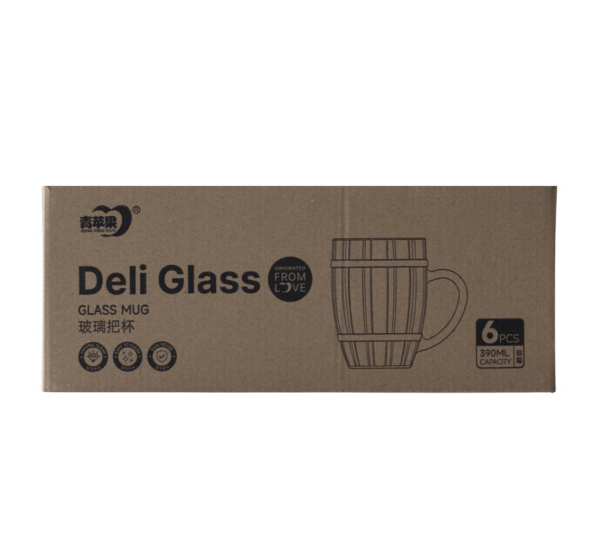 Пивной бокал "Настоящее Удовольствие", (комплект 6 шт) 390 мл (ZB06-300C)