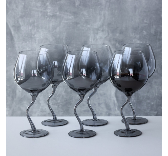 Бокал "Пылкий танец", серый, (комплект 6 шт) 570 мл (9115-002)