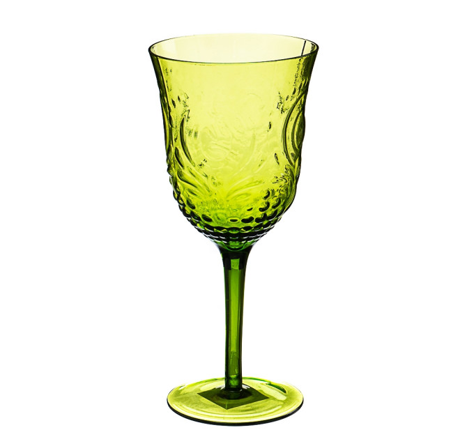 Бокал с узором оливковый, (комплект 6 шт) (001HH/green)