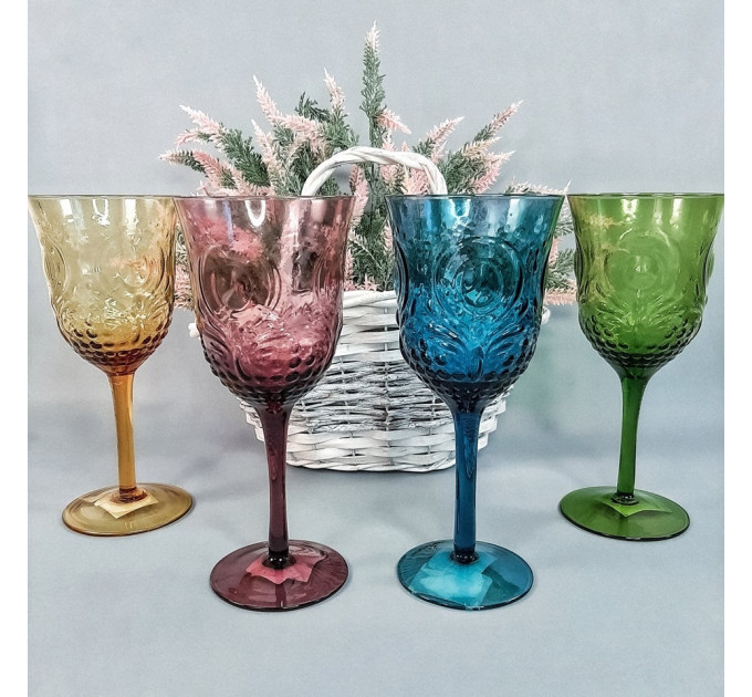 Келих з візерунком помаранчевий, (комплект 6 шт) (001HH/amber)