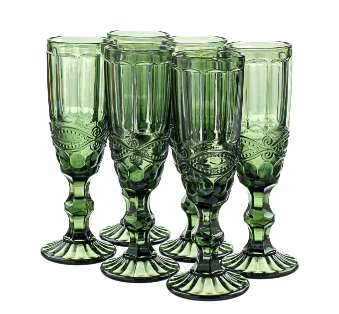 Бокал для шампанского "Малахит", (комплект 6 шт) (8428-035)