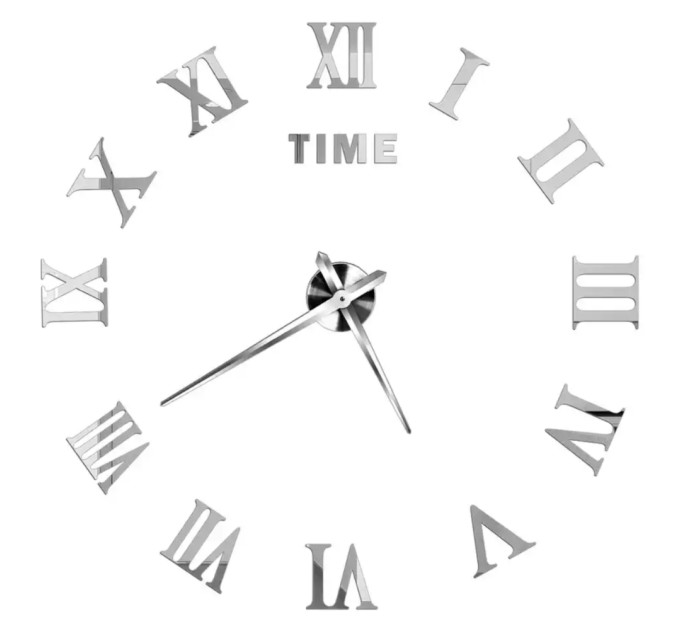 3D годинник настінний, срібний (40-120 см) (9020-008)