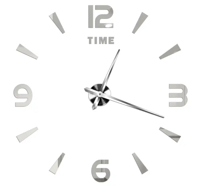 3D годинник настінний, срібний (40-120 см) (9020-010)