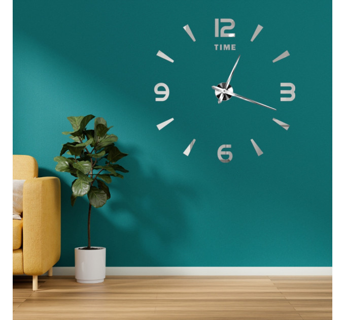 3D годинник настінний, срібний (40-120 см) (9020-010)