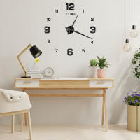 3D часы настенные, черные (40-120 см) (9020-003)