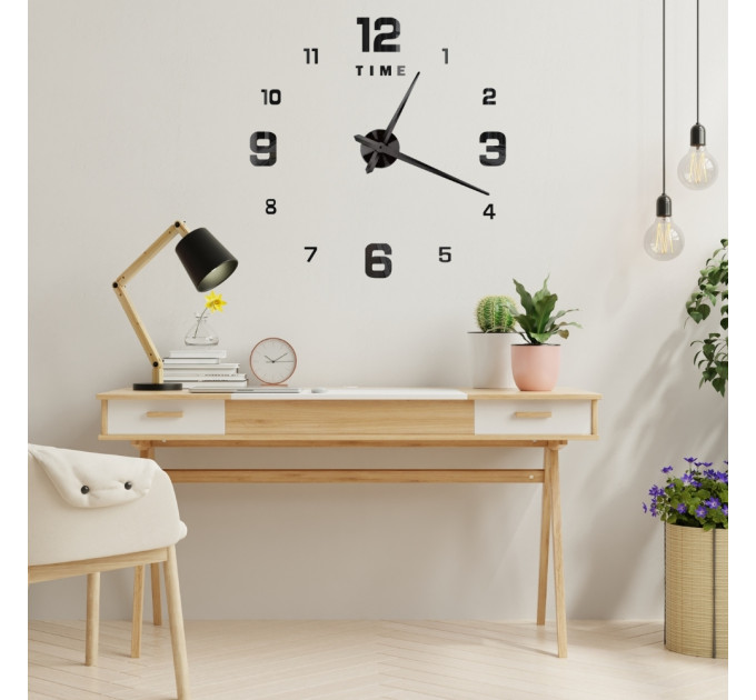 3D часы настенные, черные (40-120 см) (9020-003)