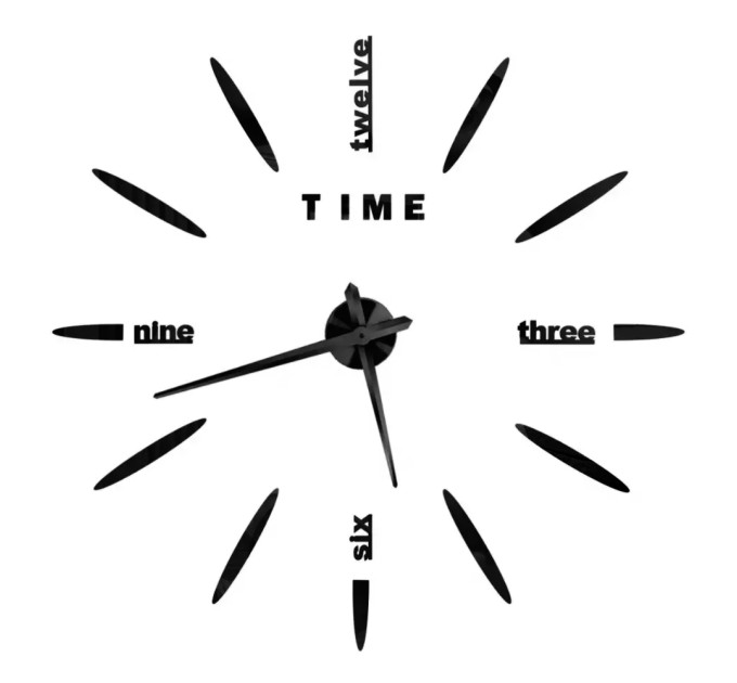 3D часы настенные, черные (40-120 см) (9020-005)