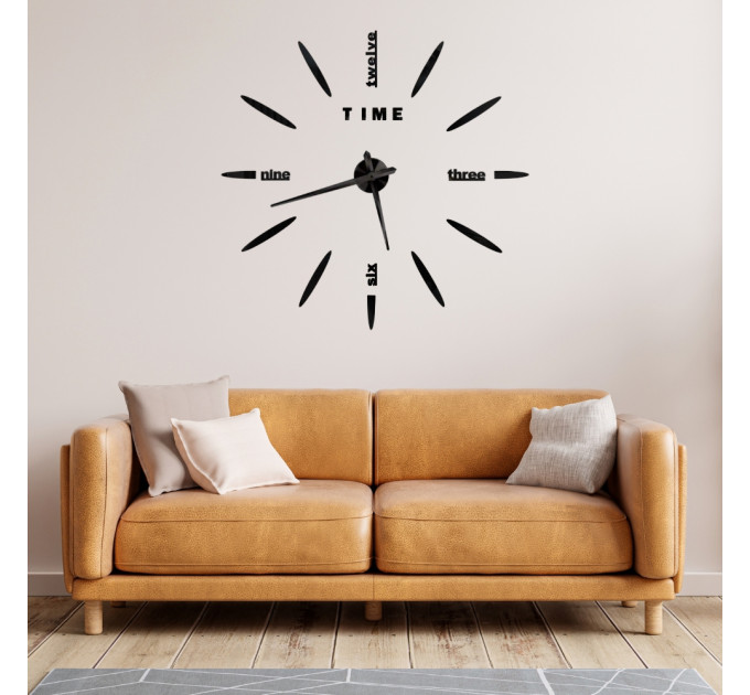 3D часы настенные, черные (40-120 см) (9020-005)