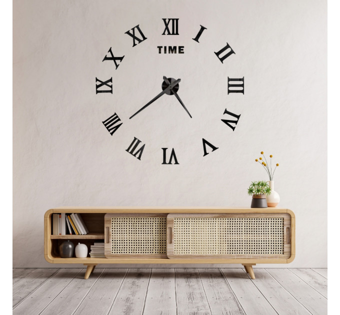 3D часы настенные, черные (40-120 см) (9020-007)