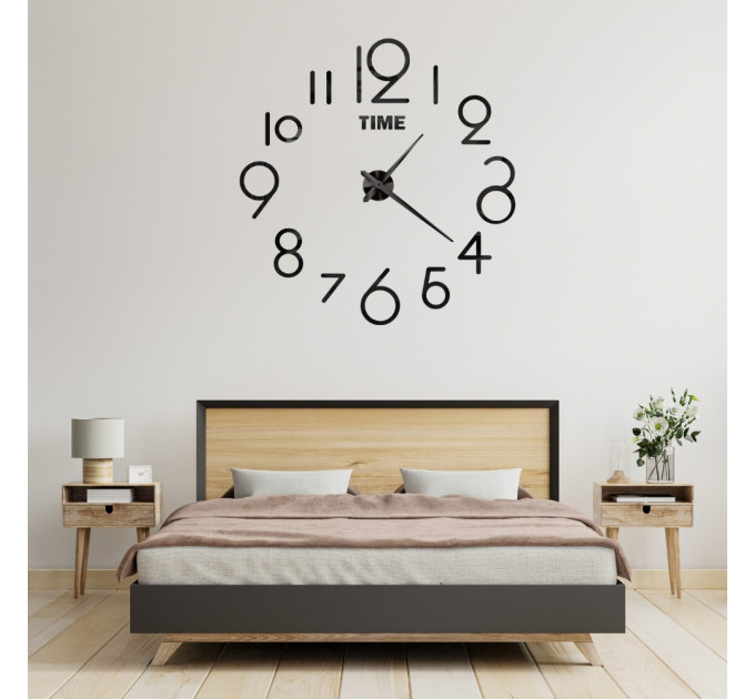 3D часы настенные, черные (40-120 см) (9020-011)