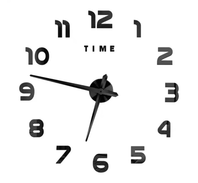 3D часы настенные, черные (40-120 см) (9020-001)