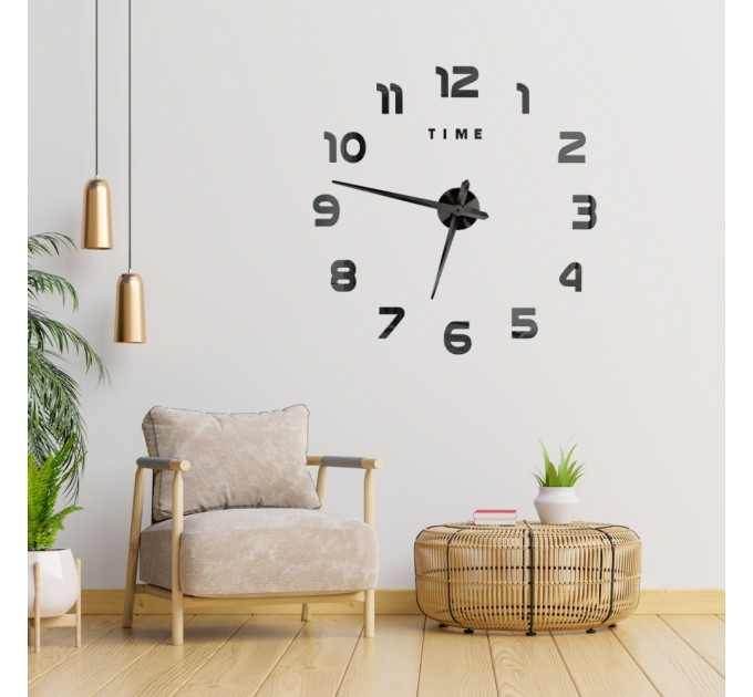 3D часы настенные, черные (40-120 см) (9020-001)