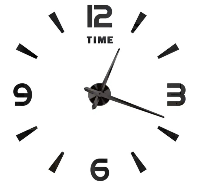 3D годинник настінний, чорний (40-120 см) (9020-009)